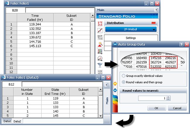 Example of an auto-grouped data set